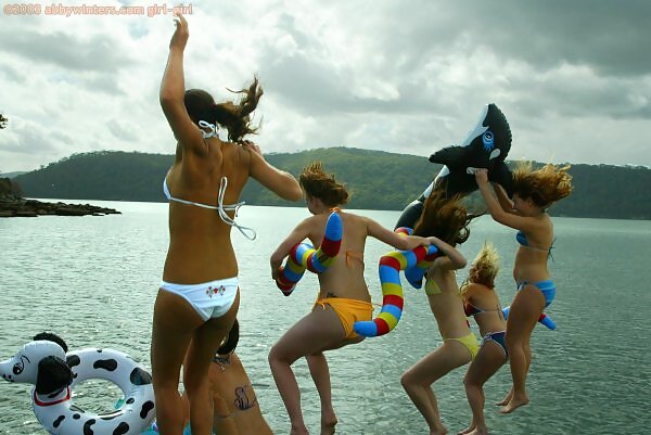 Six girl wrestling naked in the water from Abby Winters - 8/16