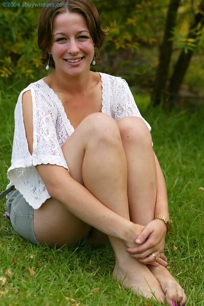 Hazel spreads her hairy pussy in a field from abbywinters.com - 1/16