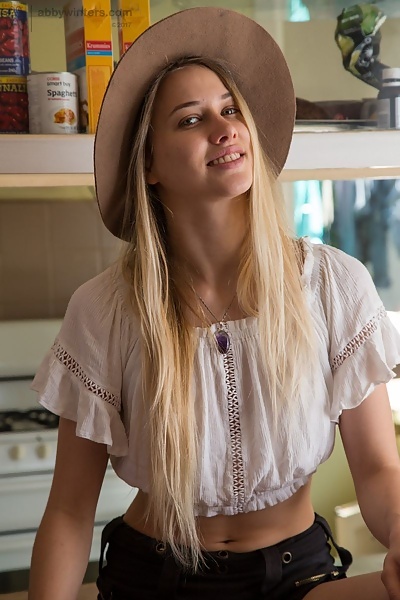 Lexi green-eyed blonde stripping from Abby Winters - 1/16