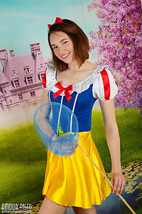 Cute shaved teen in a princess costume
