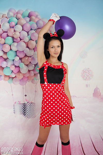 Dark-haired babe in a silly costume