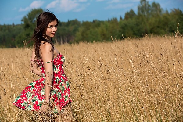 Audrey in a summer dress from Fame Girls - 1/12