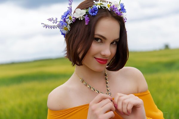 Diana in an orange dress from Fame Girls - 4/15