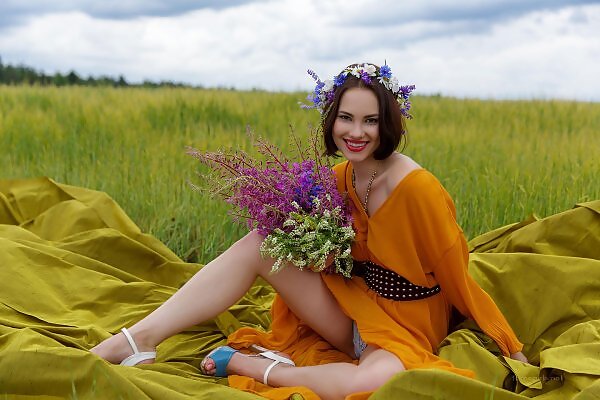 Diana in an orange dress from Fame Girls - 6/15