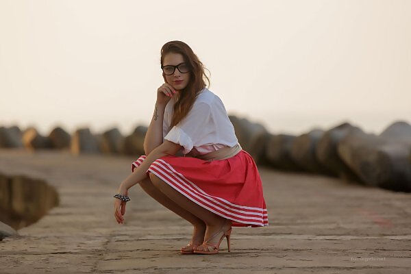 Isabella in a pink skirt from Fame Girls - 1/12