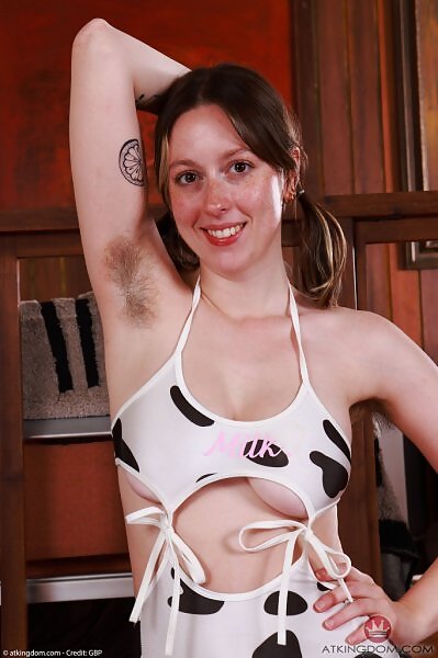 Big Eyes with the cow print dress and stockings from ATK Hairy - 4/20