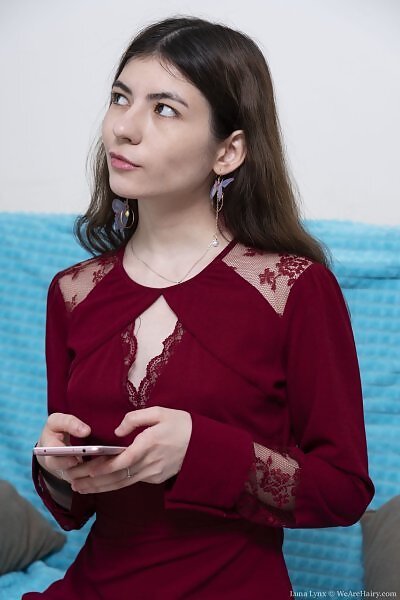 Luna Lynx in a red dress from We Are Hairy - 1/21