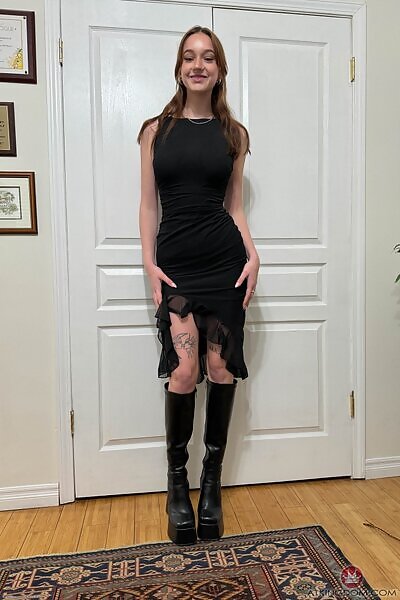 Melanie Marie in a fancy black dress from ATK Galleria - 1/20
