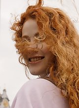 Freckled redhead Heidi Romanova flashing in Kiev