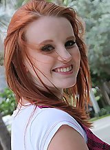 Redhead babe meets a stranger in the park and fucks him
