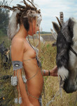 Wild teen naked by her horse