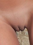 Shaved brunette with big tits masturbating
