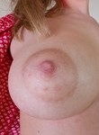 Hairy blonde with puffy nipples spreading