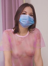 Cute quarantined girl spreads her holes in bed