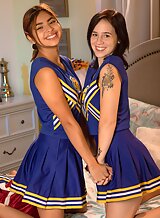Lesbian teens pleasuring pussies after cheerleading practice