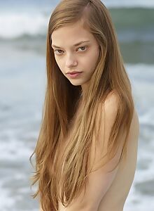 Teen model Ryonen naked on beach in Aphrodite by Hegre