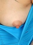 Skinny brunette teen with huge puffy nipples