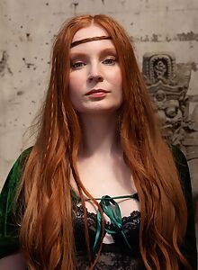 Pale redhead beauty Jessica Brooks revealing supple naked body