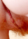 Hairy busty amateur redhead teen Jess showing furry pussy