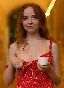 Cute redhead in see-through lingerie from Zishy