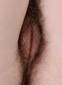 Hairy amateur babe Annie spreading natural unshaved pussy