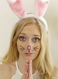 Cute blonde bunny fucked for easter