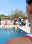 6 lesbian girls jerking off by the pool