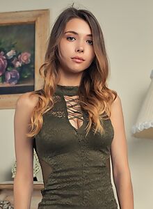 Busty babe Mila Azul takes off her dress