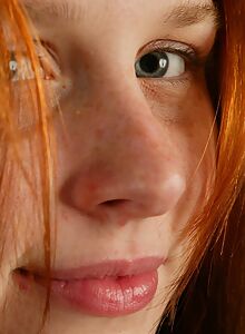 Chubby redhead amateur shows off her hairy bush in the kitchen