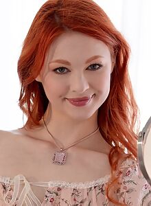Redhead with big saggy tits in see-through lingerie