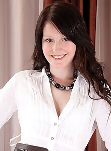 Brunette amateur spreads her hairy pussy in lingerie