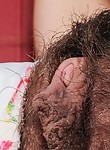 Hirsute unshaved amateur Bunny Freedom spreading pussy