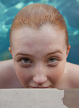 Blonde pulls off her bikini in a pool