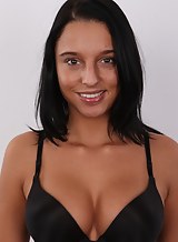 Casting pics of a tanned black-haired girl with big tits