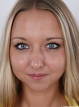 Casting pics of a blue-eyed blonde with tan lines
