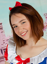 Cute shaved teen in a princess costume
