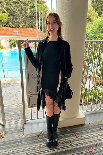 Melanie Marie in a fancy black dress from ATK Galleria - 17/20